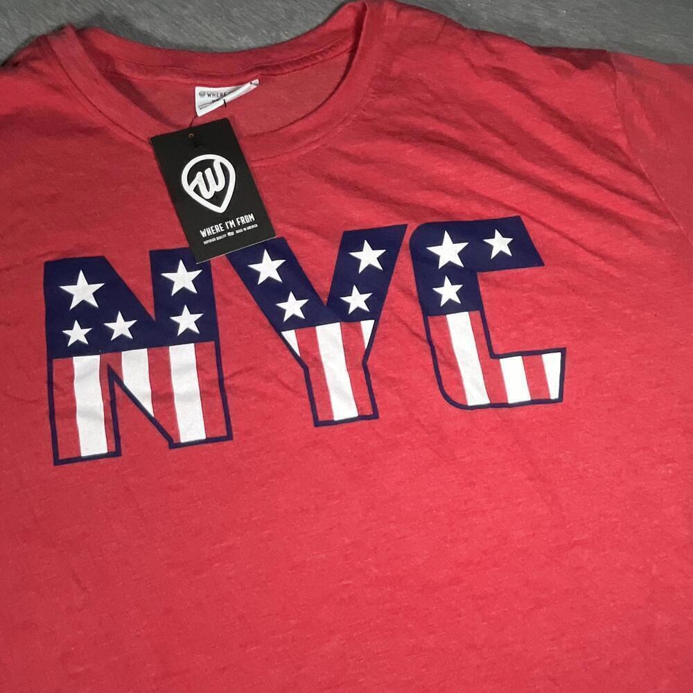 NWT Men’s XXL Where I'm From NYC New Yo City American Flag stars stripes T-Shirt - Picture 2 of 7